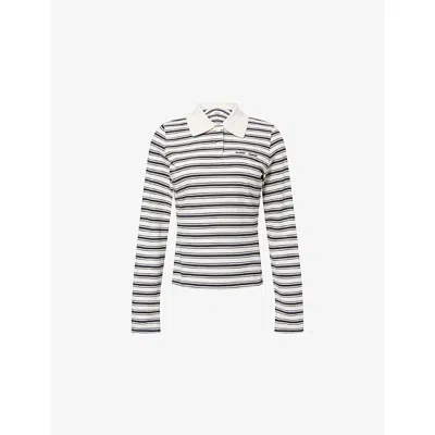 Samsoe & Samsoe Womens Sadonell Long-sleeve Stretch-knit Rugby Top Egret In Blue