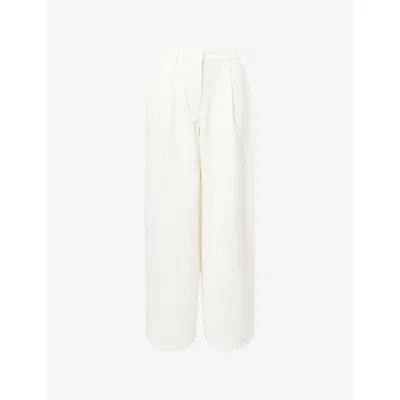 Samsoe & Samsoe Womens Egret Saharper Pleat Cotton-blend Trousers In White