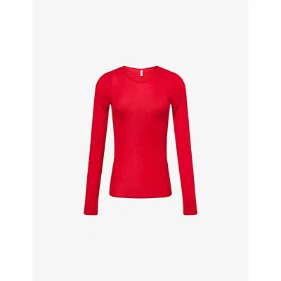 Samsoe & Samsoe Womens Haute Red Sadou Long-sleeves Woven T-shirt Xs