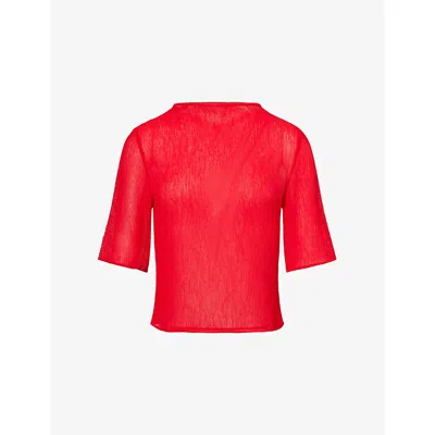 Samsoe & Samsoe Womens Haute Red Samiller Short-sleeves Woven Top