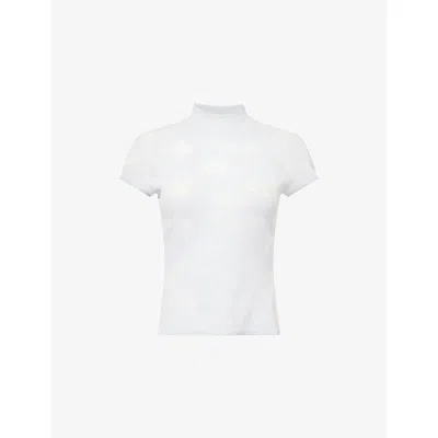 Samsoe & Samsoe Womens Illusion Blue Samarine Cap-sleeves Woven T-shirt Xs In White
