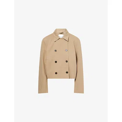 Samsoe & Samsoe Womens Lead Gray Sakit Cropped Cotton Trench Jacket In Multi