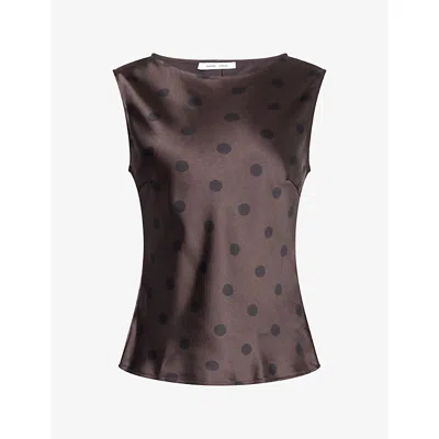 Samsoe & Samsoe Womens Saagne Polka-dot Satin Top Mulch Dott Xs