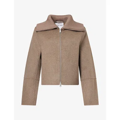 Samsoe & Samsoe Womens Sacleo Cropped Wool-blend Jacket Gray In Pink