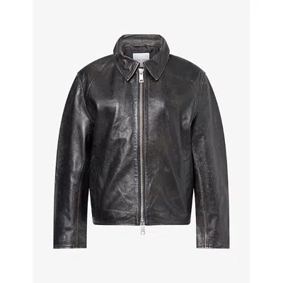 Samsoe & Samsoe Womens Salylo Texture Leather Jacket Mulch