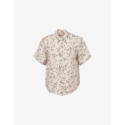 Samsoe & Samsoe Womens Stones Aluminum Saminna Short-sleeves Woven Shirt In Animal Print