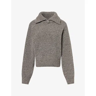 Samsoe & Samsoe Womens Samsoe Samsoe Saamandy Zip Turtleneck Wool-blend Jumper In Gray