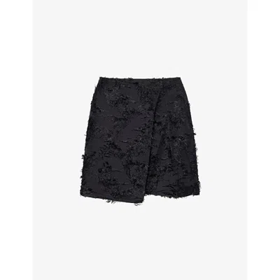 Samsoe & Samsoe Womens Black Salazio Textured Woven Mini Skirt