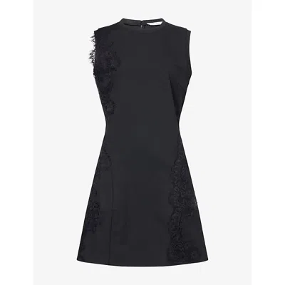 Samsoe & Samsoe Womens Sarhino Lace-trim Woven Mini Dress Black
