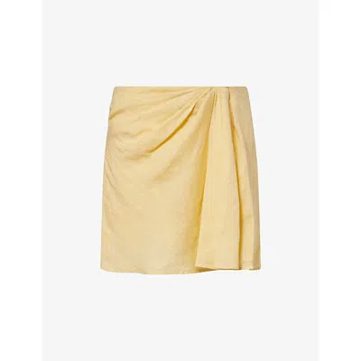 Samsoe & Samsoe Womens Saiben Draped Linen Mini Skirt Straw Xs In Yellow
