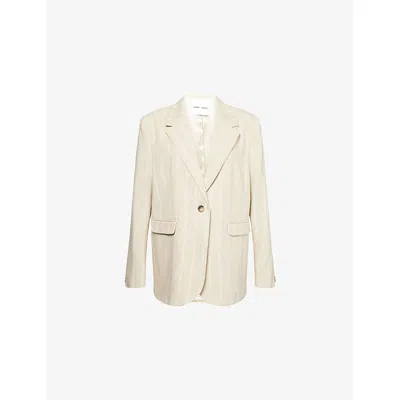 Samsoe & Samsoe Womens White Pepper St. Sahaven Striped Stretch-woven Blazer Xs