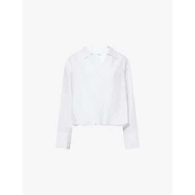 Samsoe & Samsoe Womens White Sadaphne Open-neck Woven Shirt