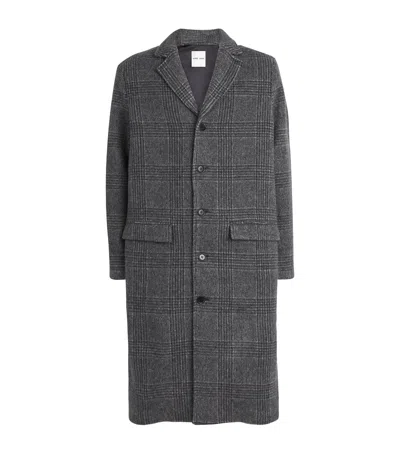 SAMSOE & SAMSOE WOOL-BLEND CHECK OVERCOAT