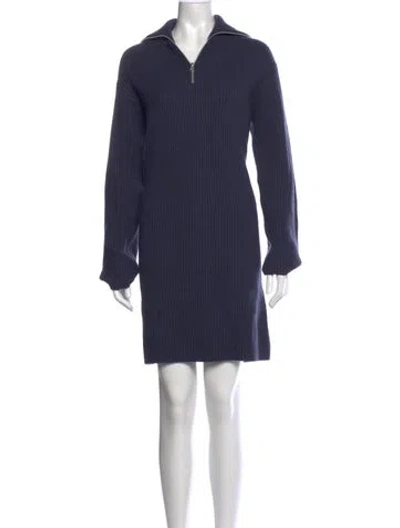 Pre-owned Samsoe & Samsoe Wool Knee-length Dress In Blue
