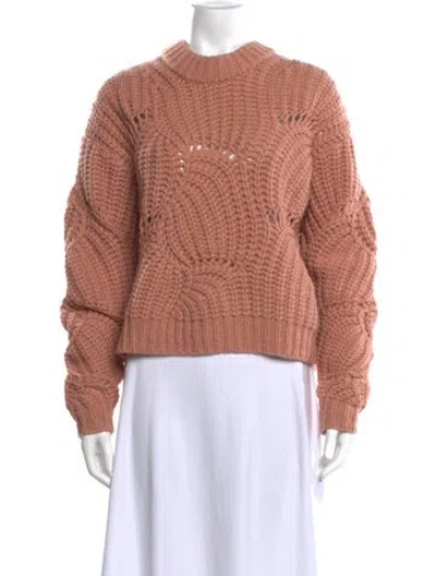 Pre-owned Samsoe & Samsoe Wool Mock Neck Sweater In Pink