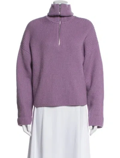 Pre-owned Samsoe & Samsoe Wool Mock Neck Sweater In Purple