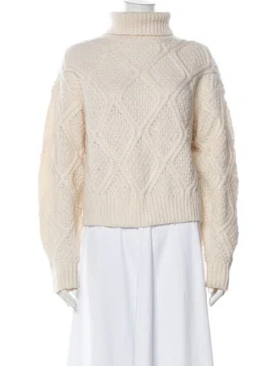 Pre-owned Samsoe & Samsoe Wool Patterned Sweater In Neutral