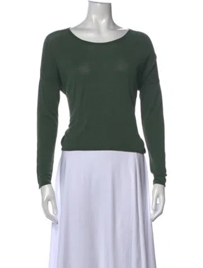 Pre-owned Samsoe & Samsoe Wool Scoop Neck Top In Green