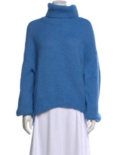 Pre-owned Samsoe & Samsoe Wool Turtleneck Sweater In Blue