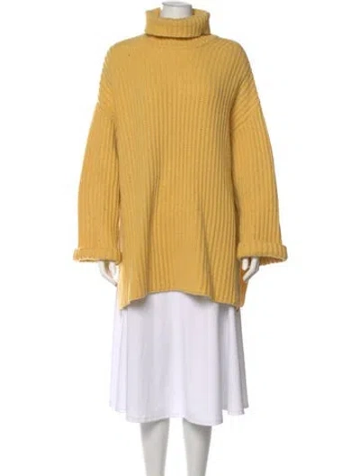 Pre-owned Samsoe & Samsoe Wool Turtleneck Sweater In Yellow