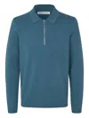 Samsoe & Samsoe Zip-neck Polo Shirt In Blue