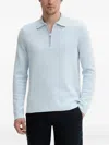 Samsoe & Samsoe Zip-up Polo Shirt In Blue