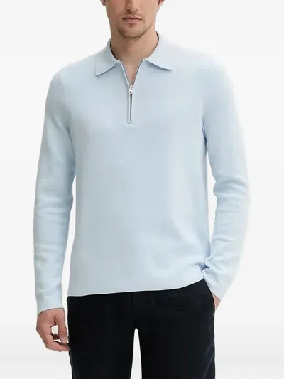 Samsoe & Samsoe Zip-up Polo Shirt In Blue