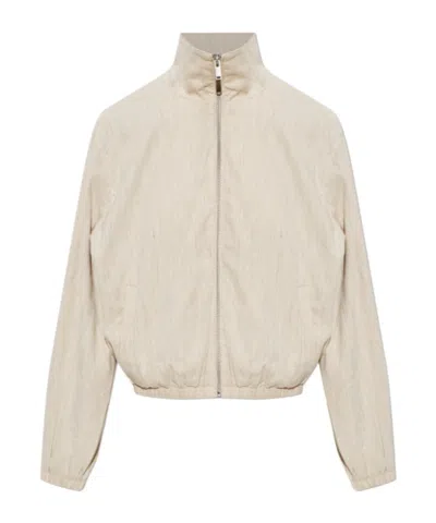 Samsoe & Samsoe Zipper Casual Jacket In Neutral