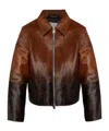 Samsoe & Samsoe Zippered Long-sleeved Leather Jacket In Brown