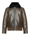 Samsoe & Samsoe Zippered Long-sleeved Leather Jacket In Green