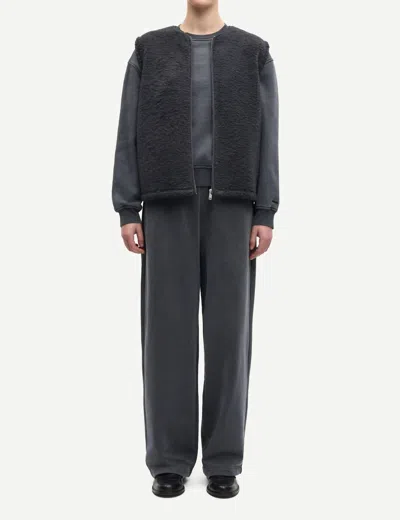 Samsoe Autumns Fleece Vest In Charcoal In Black
