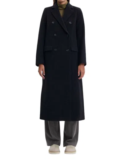Samsoe Falcon Coat In Black In Blue