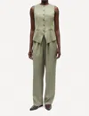 Samsoe Julia Wide Leg Trousers In Vetiver In Green