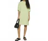 Samsoe Junis Crinkle Crewneck Shift Dress In Tarragon In Green