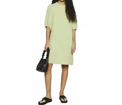 Samsoe Junis Crinkle Crewneck Shift Dress In Tarragon In Green