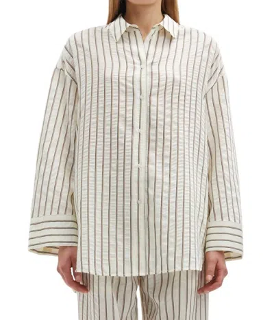 Samsoe Marika Shirt In Solitary Stripe In Grey