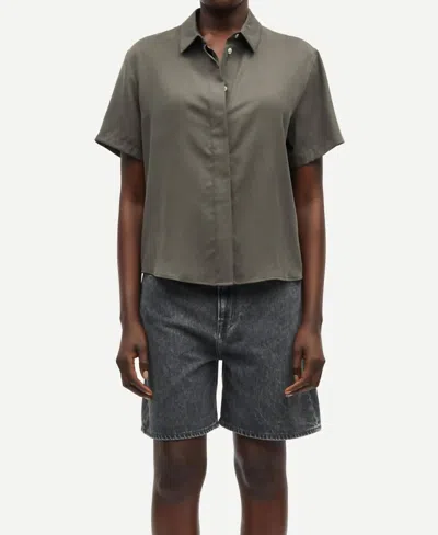Samsoe Mina Short Sleeve Shirt In Beluga In Gray