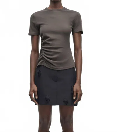Samsoe Saevelyn Short Sleeve Tee In Bungee In Brown