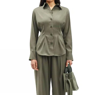 Samsoe Sajul Shirt In Dusty Olive In Blue