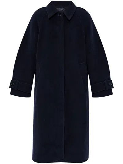 Samsoe & Samsoe Amla Single Breasted Coat In Blue