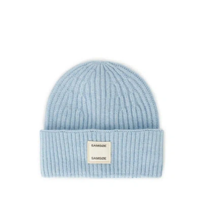 Samsoe & Samsoe Bonnet En Laine In Blue