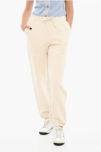 Samsoe & Samsoe Brushed Cotton Billy Joggers With Drawstrings In Neutral