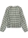 Samsoe & Samsoe Samsoe Samsoe Plaid Textured Blouse In Blue