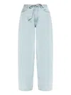 Samsoe & Samsoe Drawstring Cotton Jeans In Blue