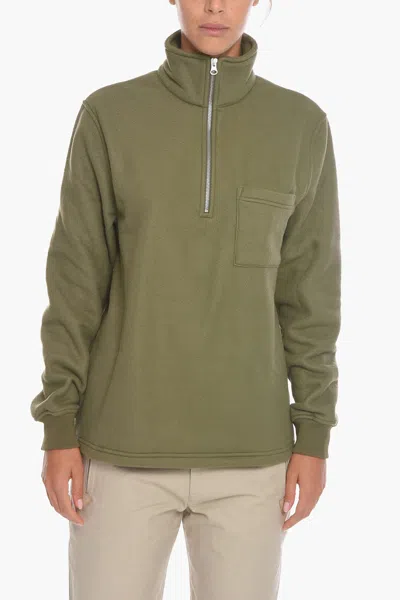 Samsoe & Samsoe Half Zipped Jarbo Pile Sweater In Green