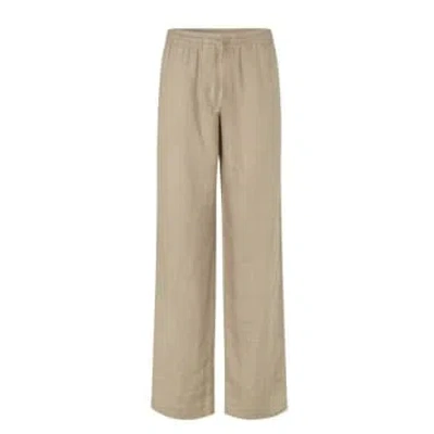 Samsoe & Samsoe Hoys Chichilla Linen Trousers In Brown