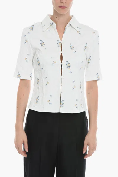 Samsoe & Samsoe Jacquard Floral -motif Mariah Shirt In White