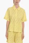 Samsoe & Samsoe Lace Karen Oversized Shirt With Shorts Sleeve In Yellow