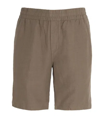 Samsoe & Samsoe Linen-cotton Shorts In Brown