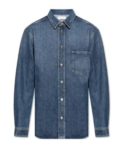 Samsoe & Samsoe Long-sleeve Organic Cotton Denim Shirt In Blue
